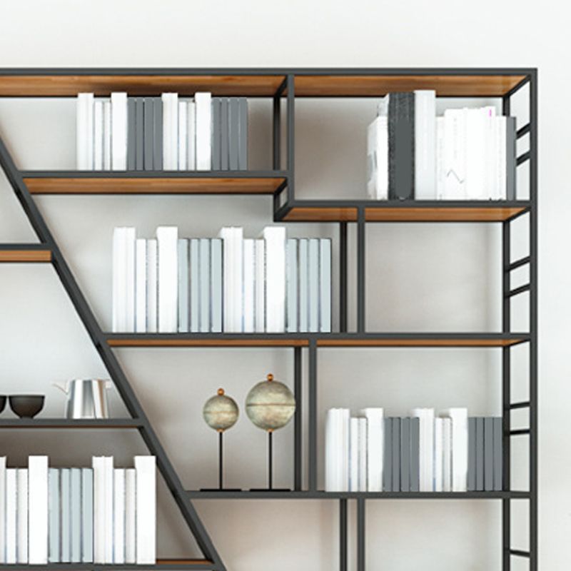 10" W Open Storage Bookcase Modern Metal Frame Bookshelf with Shelves