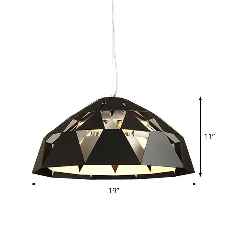 Chandelier de 3 têtes contemporaines suspendues avec une teinte en métal finition noire diamant suspendu suspendu lampe