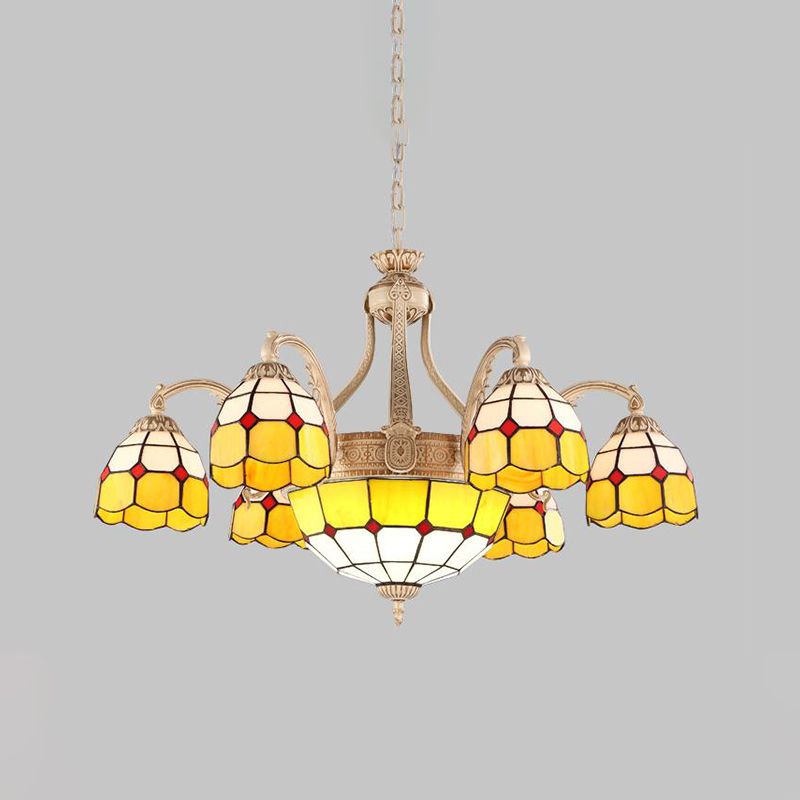 Éclairage à lustre à motifs jaune / bleu