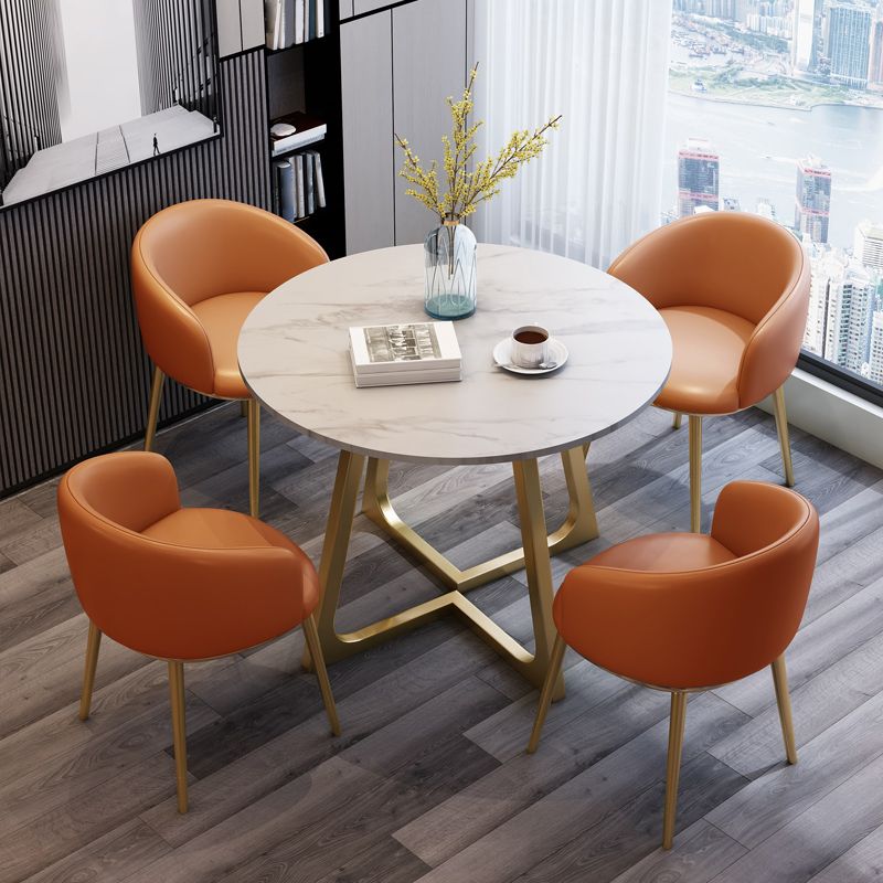 Sintered Stone Top Modern White Table for Restaurant Round Dining Table with Pedestal Base