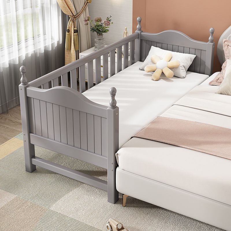 Scandinavian Washed Natural Baby Crib Solid Wood with Guardrail