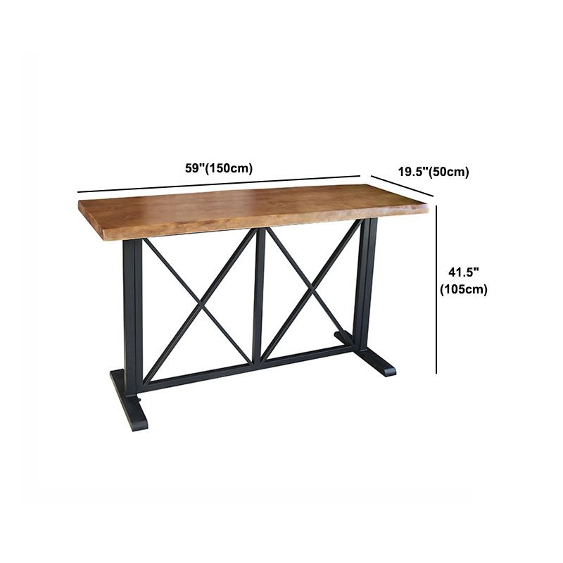 Industrial Bar Table Set 1/5 Pieces Rectangle Pine Wood Counter Table with Stools for Bar