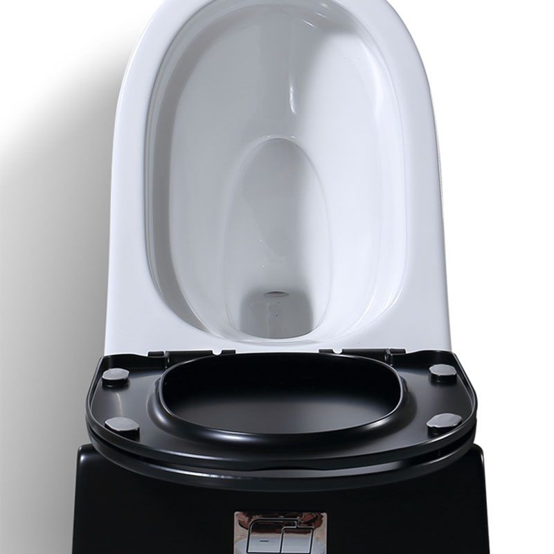 Floor Mount Toilet Black and White Toilet with Siphon Jet Water-saving Function