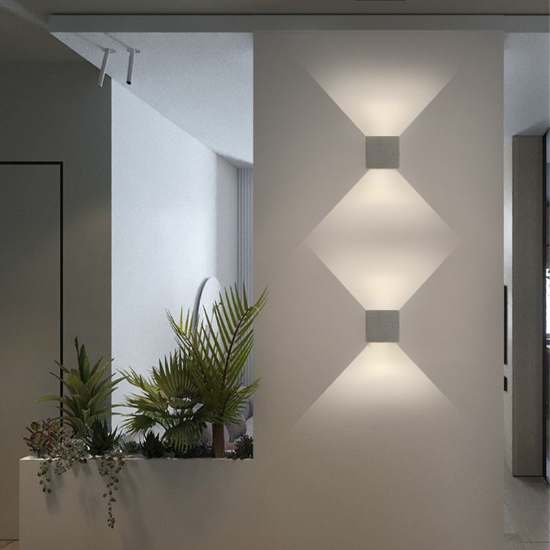 Industrial Cement Wall Light Cube Single Light Wall Sconce in Grey for Bedroom