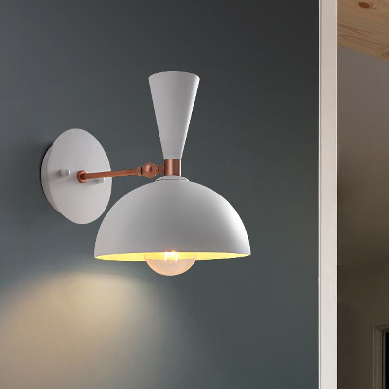 Modern Dome Sconce Metal 1 Bulb Wall Mounted Lighting in Black/White with Rotating Node