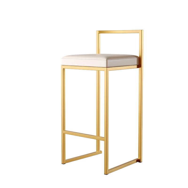 Luxurious Backrest Armless Counter Stool Upholstered Bar Stool with Metal Base
