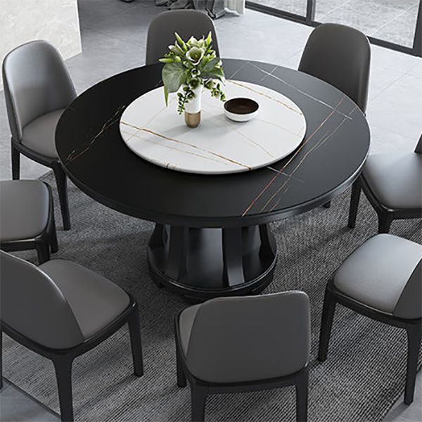 Rubberwood Solid Wood Pedestal Dining Table Convertible Dining Table
