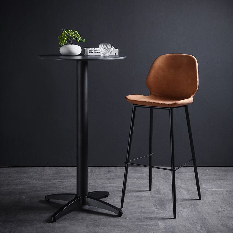 Scandinavian Matte Finish Leather Barstool Footrest Living Room Stool