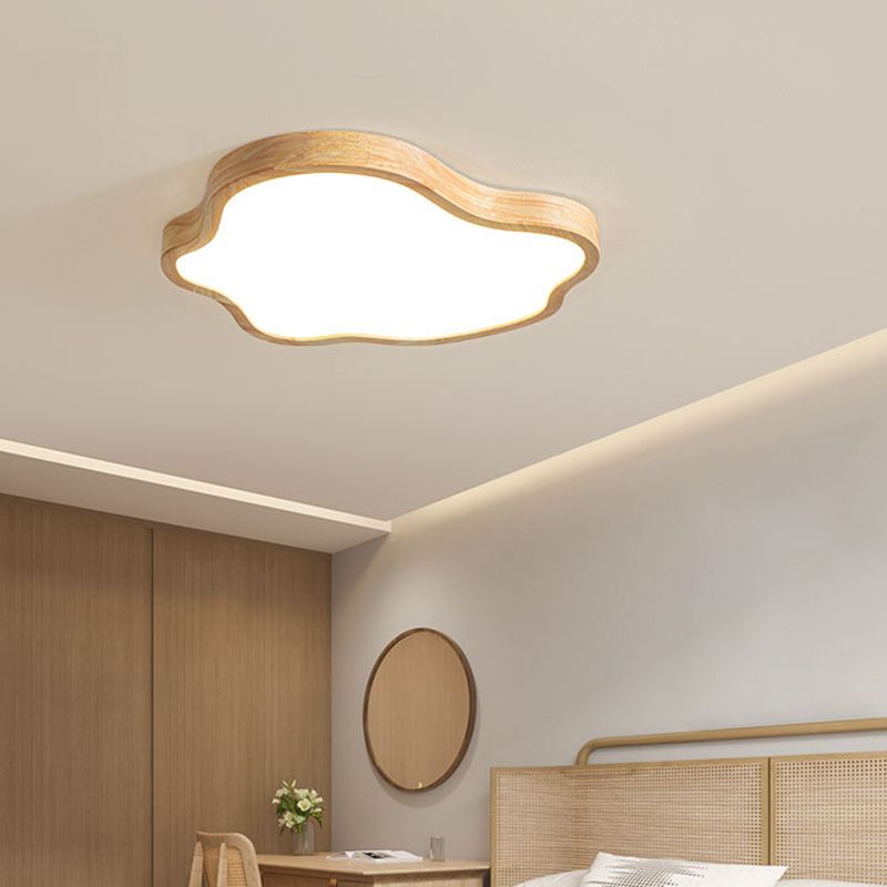 Modernism Acrylic Ceiling Light Wood Flush Mount Lighting for Bedroom