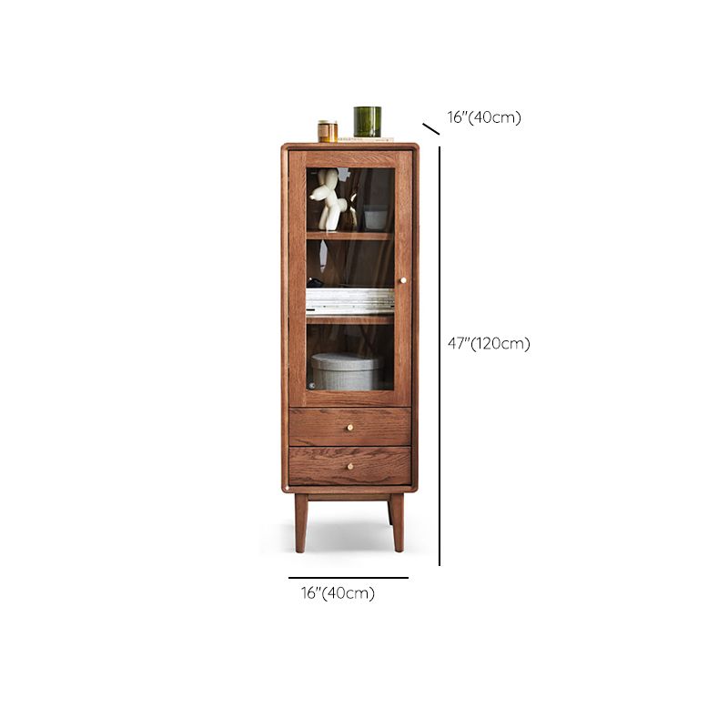 Solid Wood 2 - Drawer Brown Square Accent Cabinet for Living Room