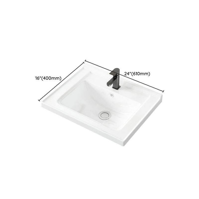Basic Bathroom Sink Overflow Hole White Vessel Lavatory Sink (Not Included Faucet)