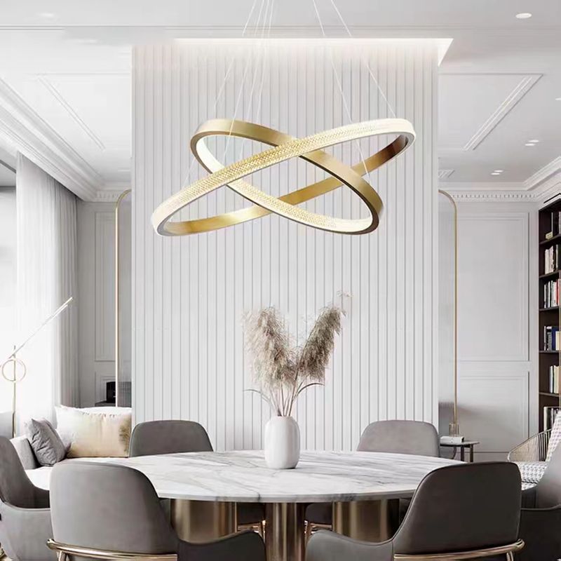 Multi Lights Circle Pendant Chandelier Modern Style Metal Hanging Lamps