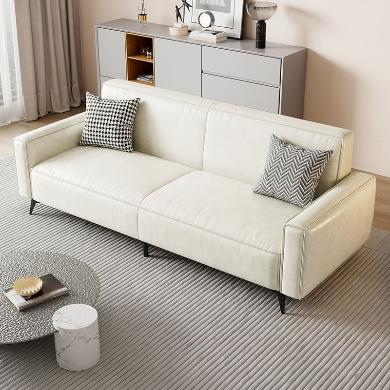 Contemporary Style 29.52" Wide Solid Color Sofa Square Arm Sofa
