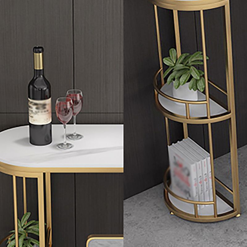 Tavolo da pranzo in pietra bianca glam tavolo da bistrotto interno ovale con scaffale