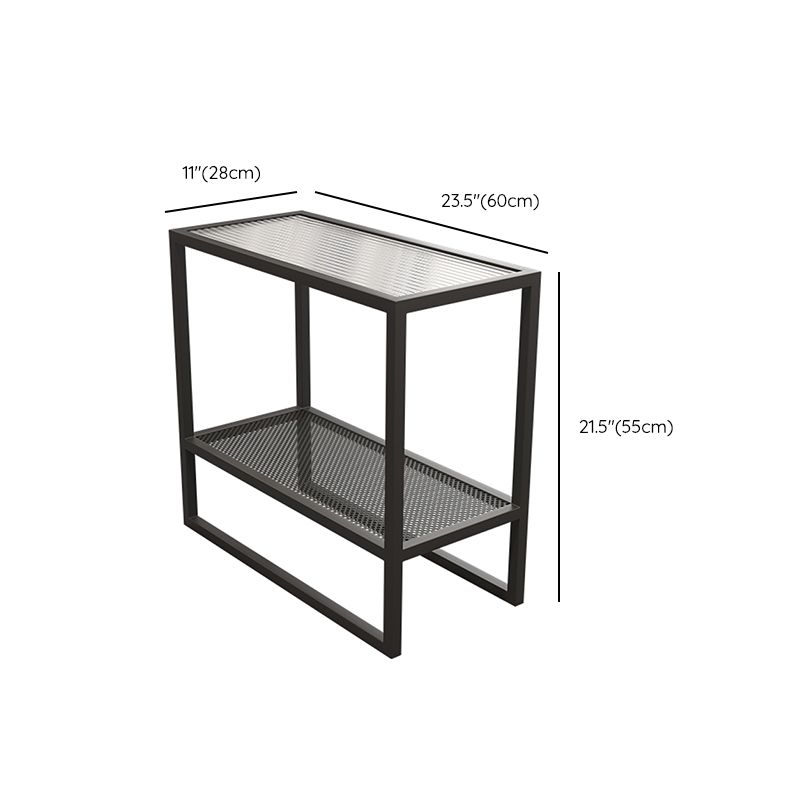 Modern Glass Sled End Table Minimalist  Rectangular Corner Table