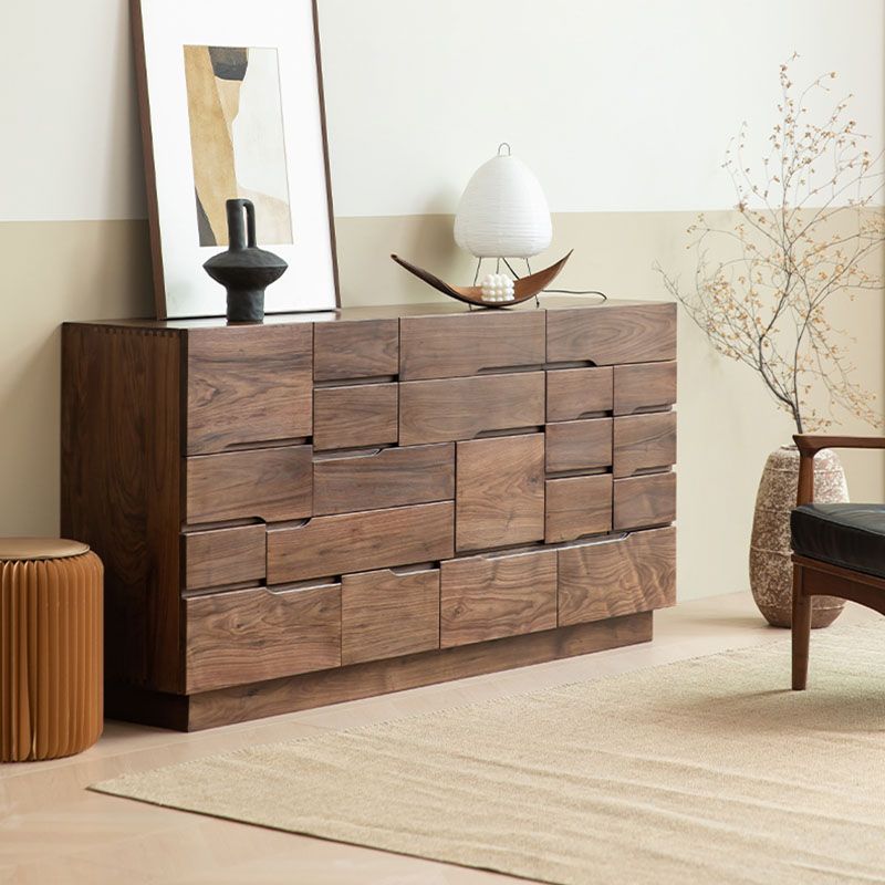 Contemporary Horizontal Dresser Wood Storage Dresser with Drawers for Bedroom