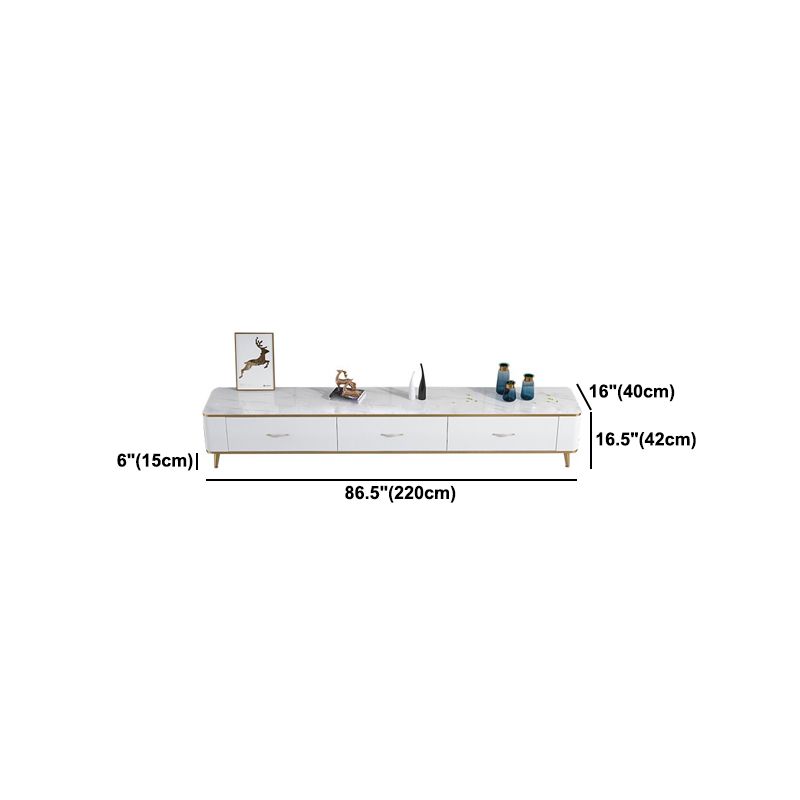 Glam Style TV Stand White Colour Enclosed Storage TV Console with Drawers