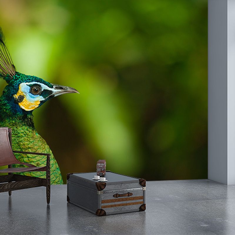 Peacock Customized Contemporary Style Mural Water Resistant for Living Room