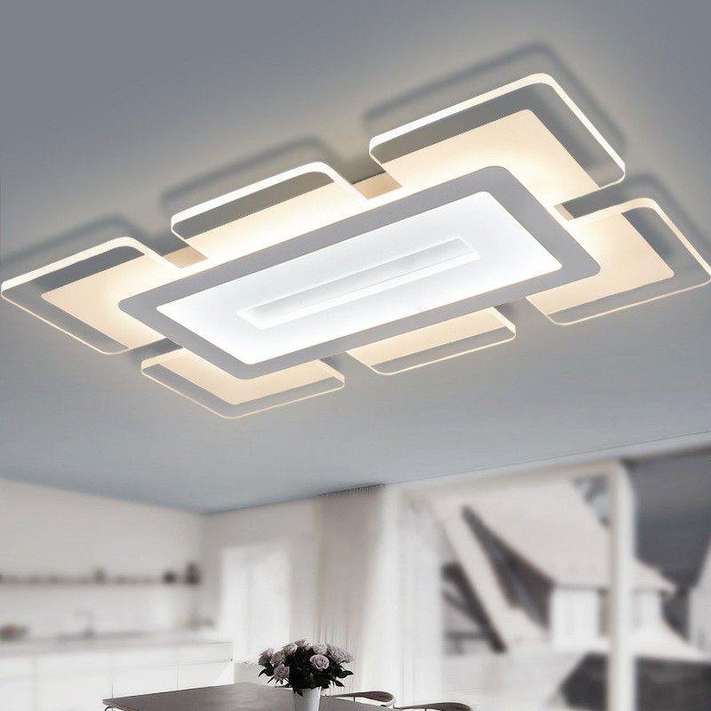 Clear Extra-Thin Rectangular Flush Light Modern Style Acrylic LED Flush Ceiling Light Fixture
