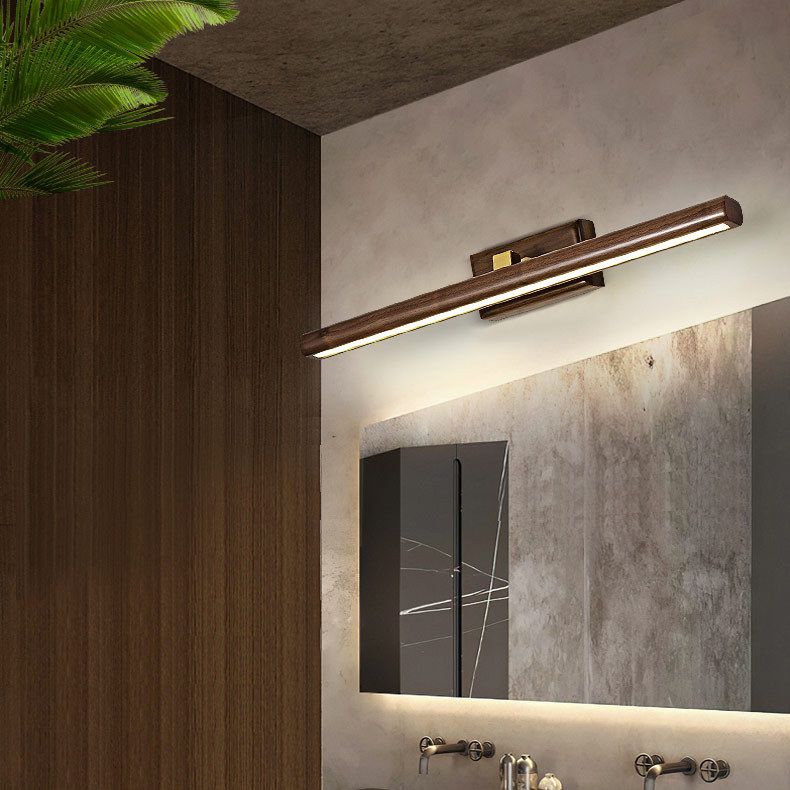 Modern Linear Vanity Sconce Lights Wood 1-Light Wall Lighting Fixture for Bathroom