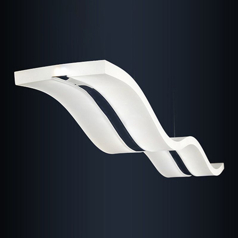 Lumière en île à LED blanche en acrylique dans le pendentif linéaire en acier inoxydable moderne en acier inoxydable