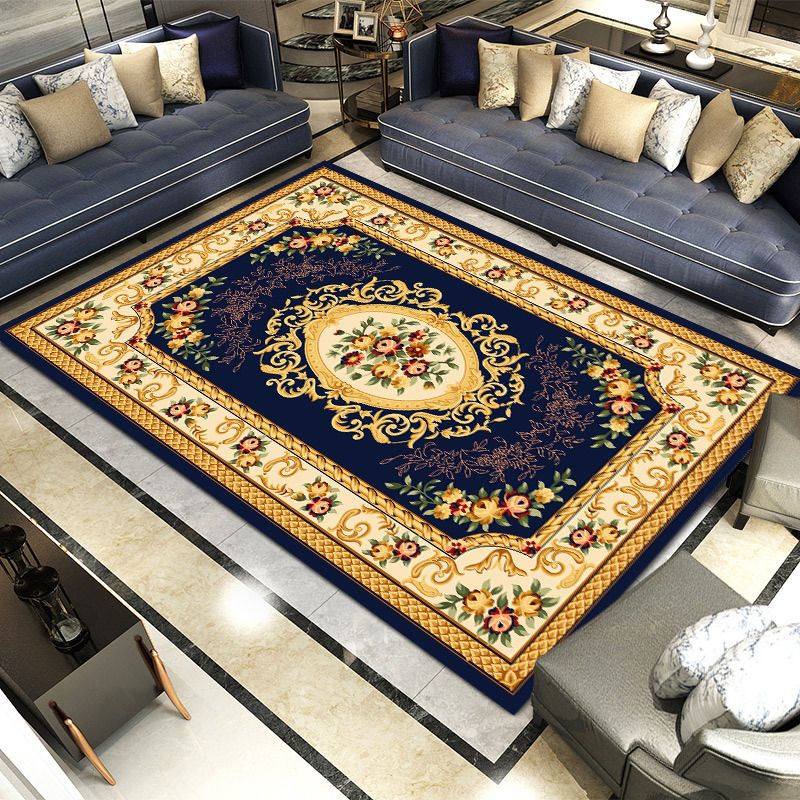 Modern European Carpet Medallion Pattern Area Rug Polyester Stain Resistant Carpet for Home Decor