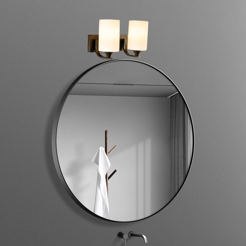 Modern Vanity Lighting Glass Shade Wall Light Fixture in Black for Bathroom