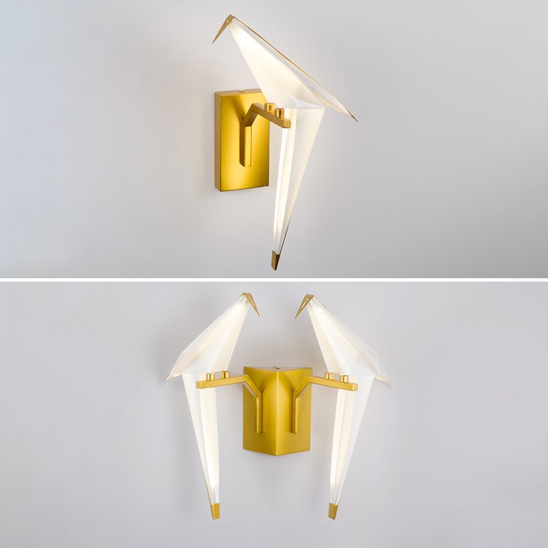 Postmoderne metalen wandlicht wit papier kraanwand sconce licht voor woonkamer slaapkamer
