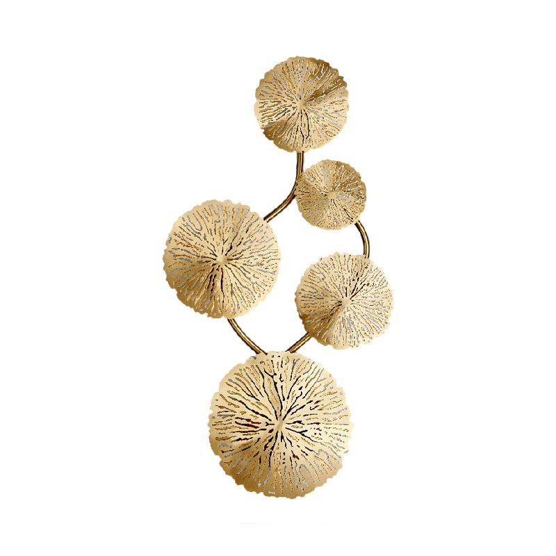 Modern 5/6/8 Lotus Leaf Wall Lamp Gold Finish Stainless Steel Flush Wall Sconce