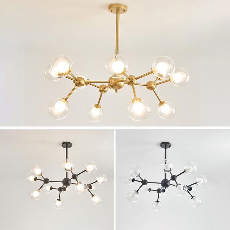 Molecular Shaped Living Room Chandelier Transparent Glass Globe Shade Contemporary Simplicity Style Lighting Pendant