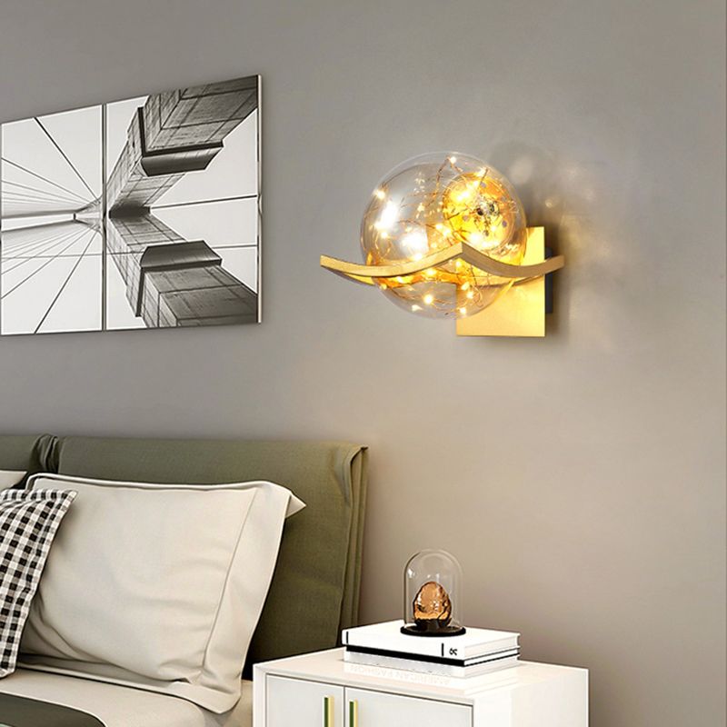 Single Golden/White/Black Wall Mounted Sconce Modernism Glass Shaded Wall Light for Foyer