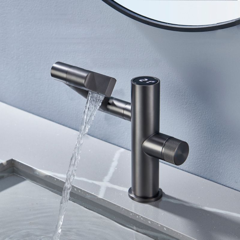 Basic Sink Faucet Knob Handle Copper Bathroom Faucet with Digital Display Screen Led