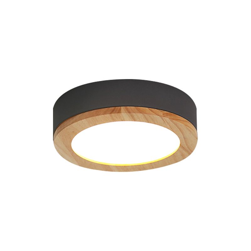 Drum Ceiling Light, Kids Flush Mount Light Fixture with Wood and Acrylic Shade for Bedroom