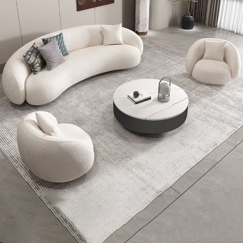 Wool Sloped Arm Sofa Contemporary Curved Sofa for Living Room, Apartment
