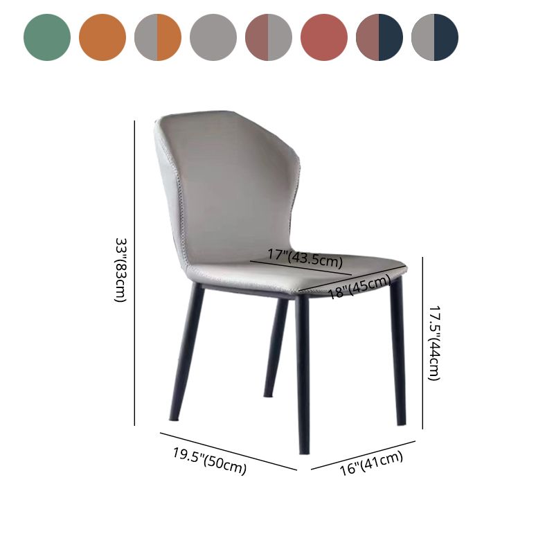 Silla auxiliar de cuero moderna para el hogar, silla de comedor con respaldo de orejas y acabado mate (juego de 2)