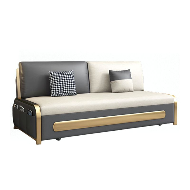Modern Style 33.46" Wide Sofa Bed Faux Leather Sleeper Sofa with Storage