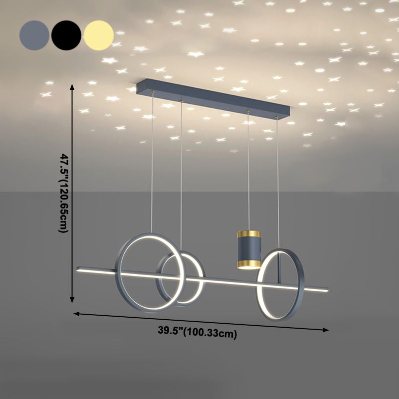 5 Light Cylinder Island Lighting Fixtures Contemporary Metal Chandelier Light