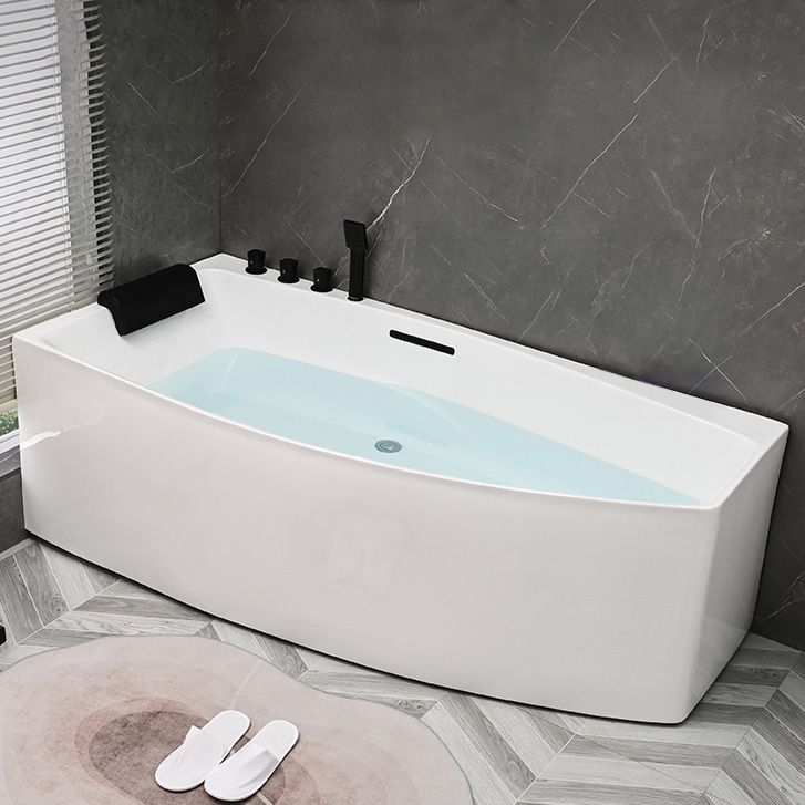 Modern Corner Acrylic Bathtub Soaking White Back to Wall Bath