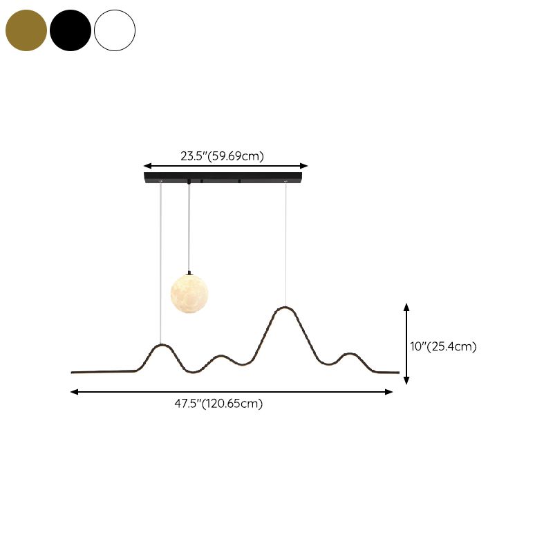 2 Lights Metal Linear Island Contemporary Ceiling Light for Dining Room