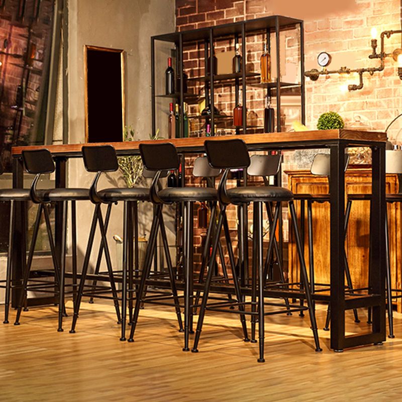 Modern Bar Table Black Iron Solid Wood Pub Table for Outdoor