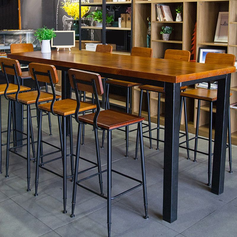 Wood Top Bar-height Table Black and Metal Legs Bar Table for Patio Use