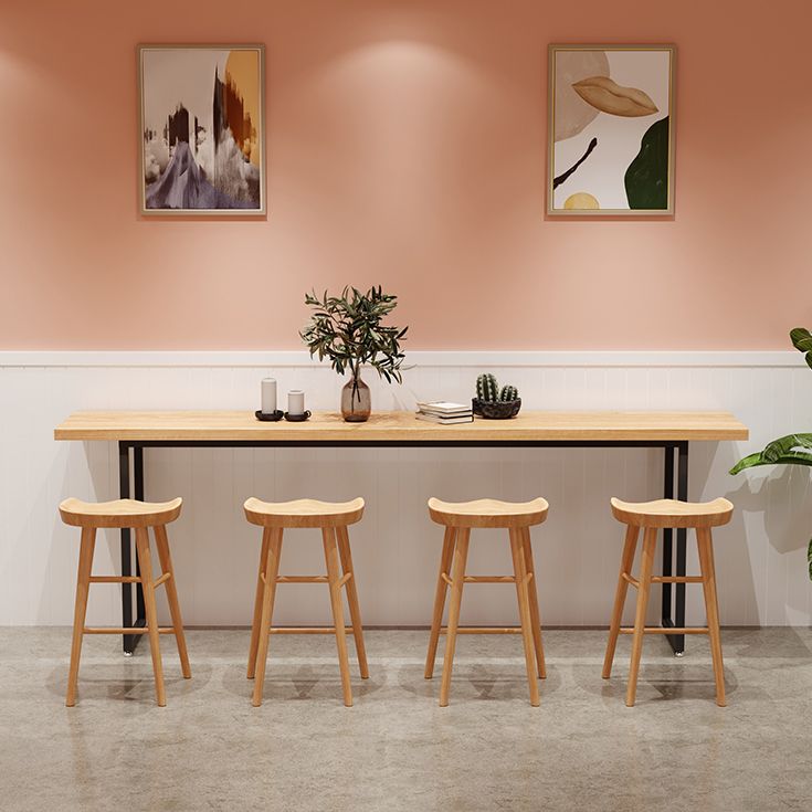 Solid Wood Pub Table Bar Height Industrial Rectangle Bar Table for Breakroom