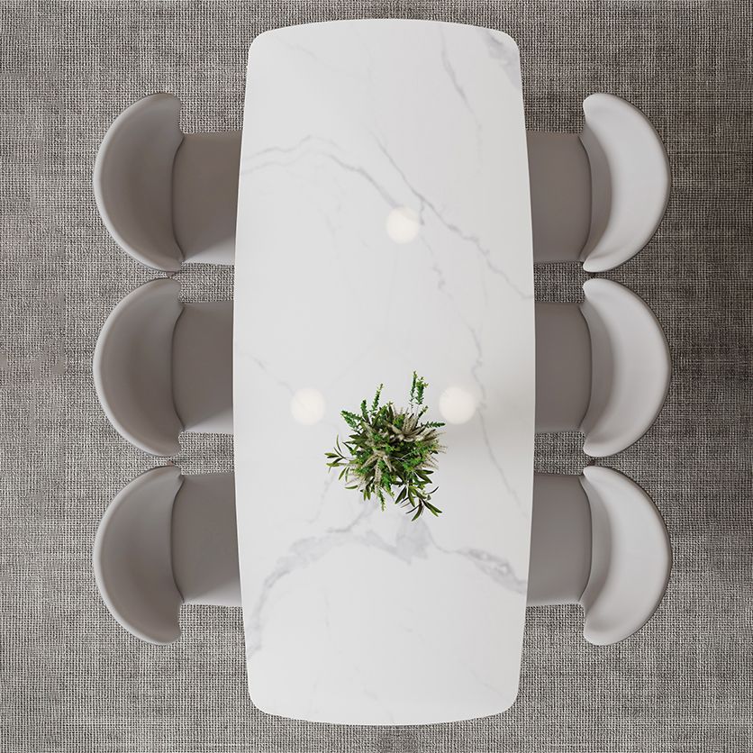 Modern Scratch Resistant Dining Table Sintered Stone Rectangle Table with 4 Legs Base