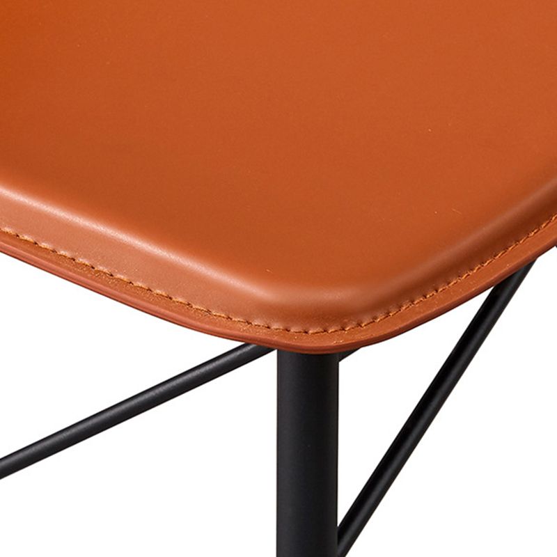 Modern Style Bar-stool Metal Legs with Footrest Leather Bucket Seat for Kitchen Bar