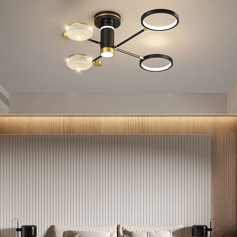 Modern Style Sputnik Semi Flush Mount Ceiling Light Multi Lights Metal Semi Flush Chandelier