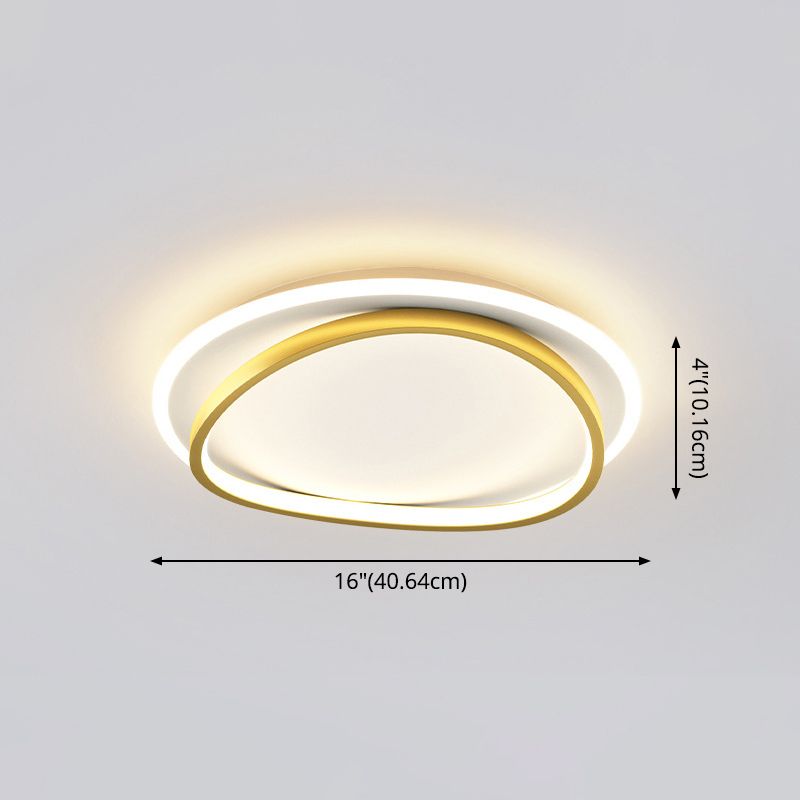 Modern Minimalist Double Round Flush Mount Light Metal LED Bedroom Flush Ceiling Light