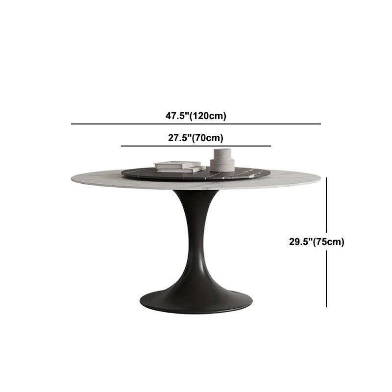 Modern Round Dining Table Set 1/3/4/5/7 Pieces Sintered Stone Dinette Set with Turntable