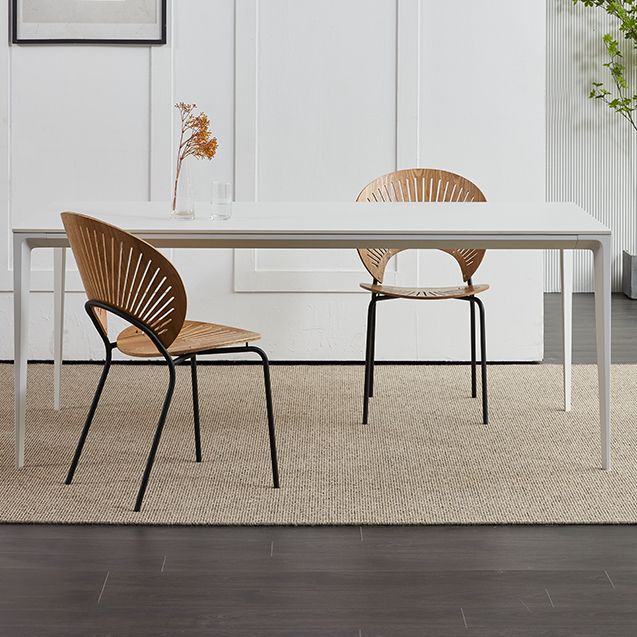 Conjunto de comedor de comedor estándar de piedra sinterizada contemporánea Juego de comedor de cocina en blanco