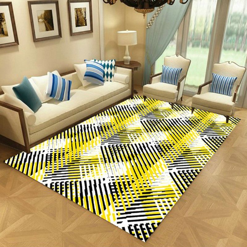 Nordic Living Room Rug Multi-Color Geometric Indoor Rug Synthetics Anti-Slip Backing Machine Washable Area Carpet
