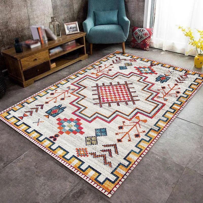 Beige Traditional Rug Polyester Graphic Rug Non-Slip Backing Rug for Living Room